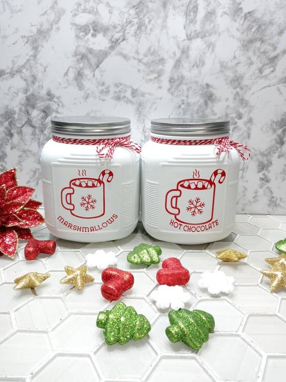 Coffee Bar Container, Hot Cocoa Canister, Jar Set, Gift Container,  Farmhouse Kitchen Decor, Vintage, Christmas, Housewarming, Wedding 