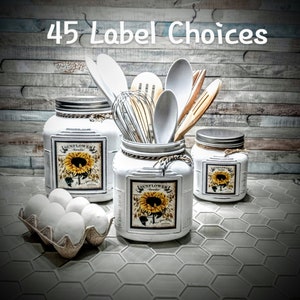 Sunflower Canister Set of 3 or 4 in Distressed or Regular Paint Finish/45 Label Choices/Kitchen Canisters/Coffee Storage/Wedding Gift ***