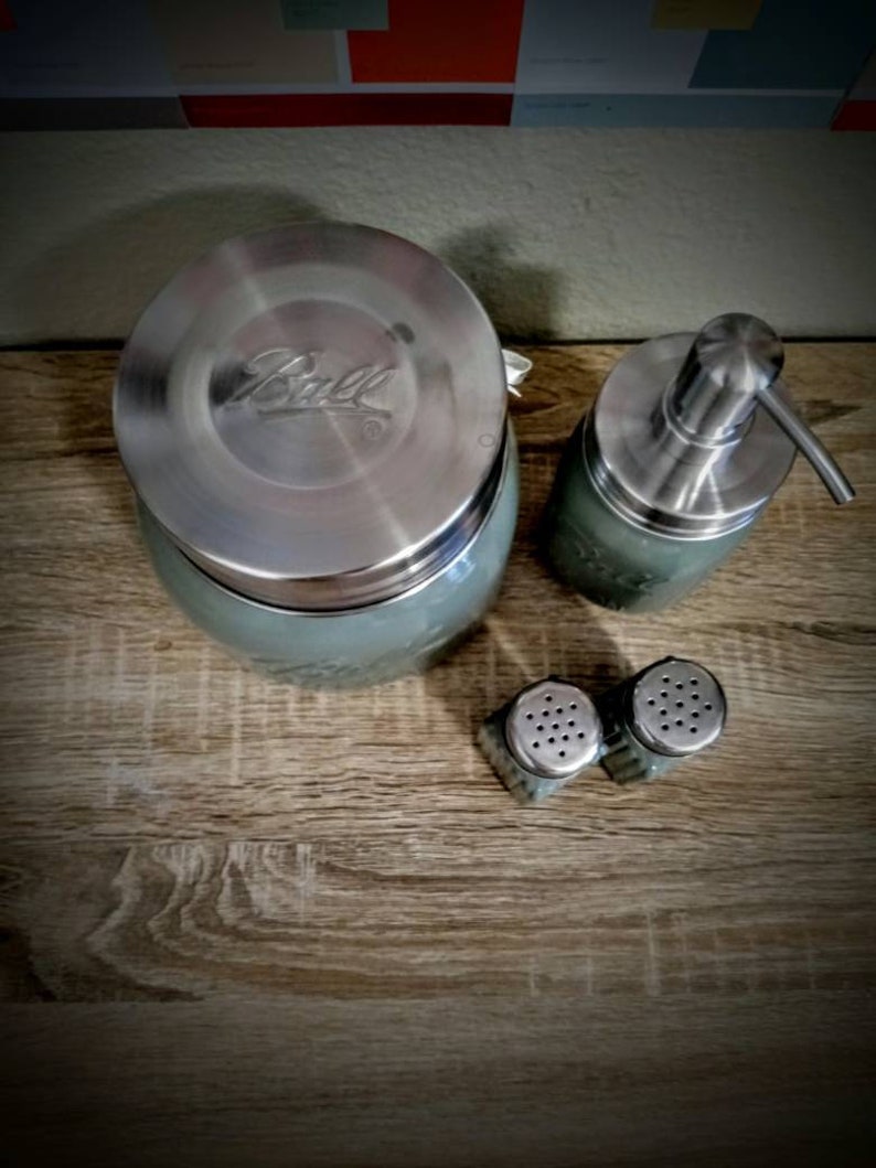 Sage Green Rustic Kitchen Utensils Holder/farmhouse Mason Jar Etsy