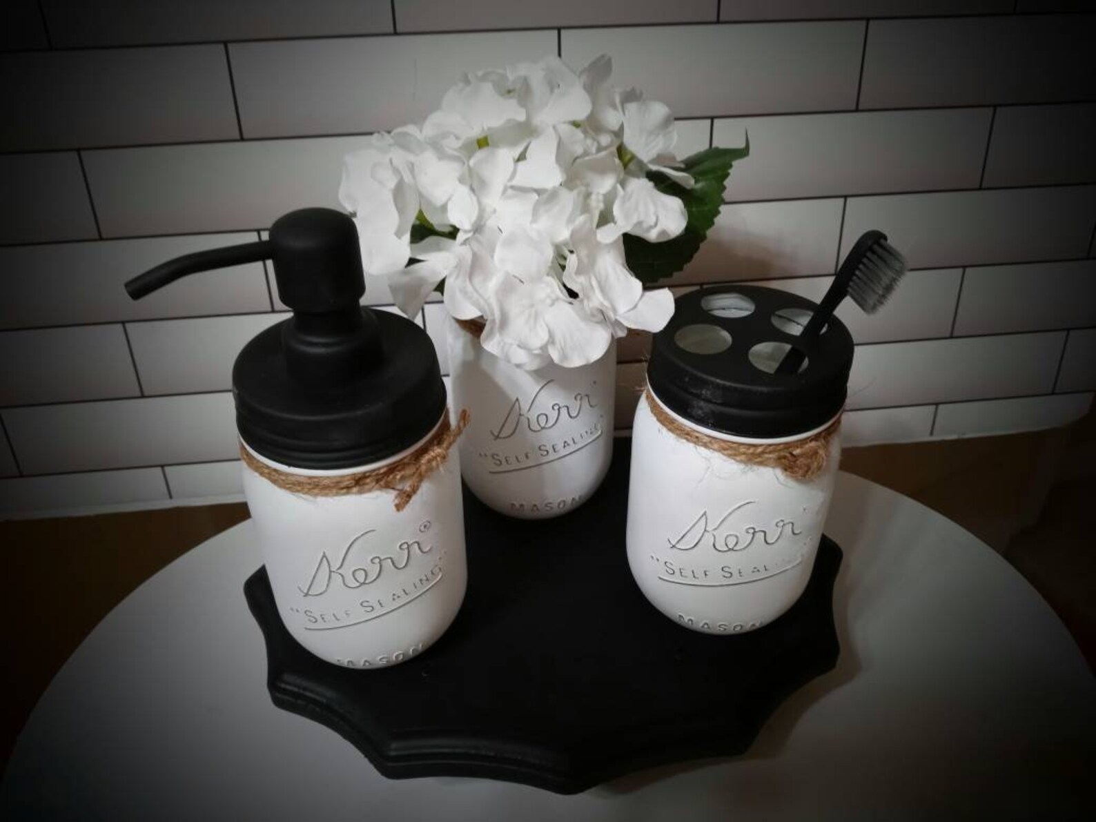 Mason Jar Bathroom Accessories Mason Jar Bathroom Set Mason Etsy