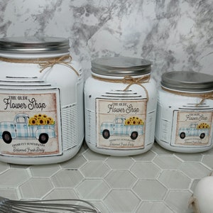 3 Piece Kitchen Canisters in Rustic Farmhouse Style with Vinyl Label Housewarming or Wedding Gift Idea Cottage, Coastal, Country Style image 1