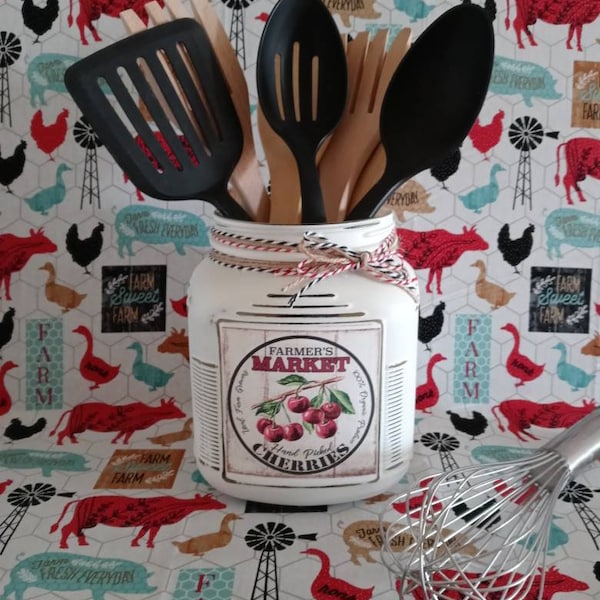 Red Utensil Holder - Etsy