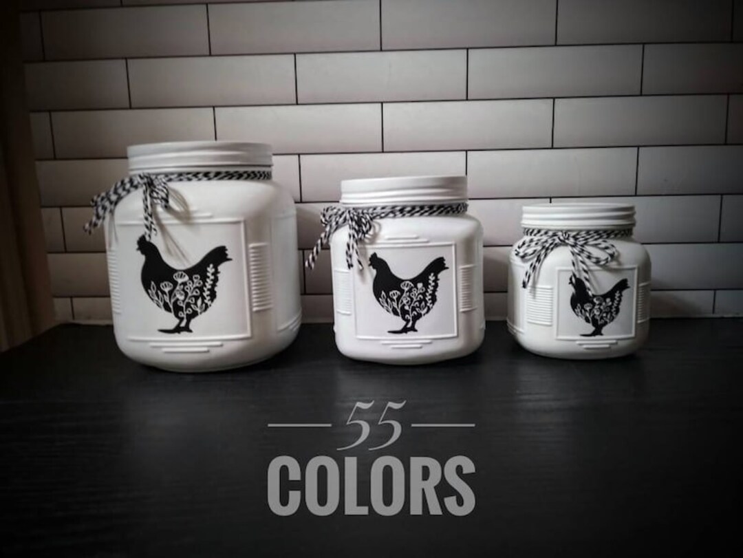 Rustic Black Chicken Kitchen Canisters, Kitchen Canister Set, Vintage