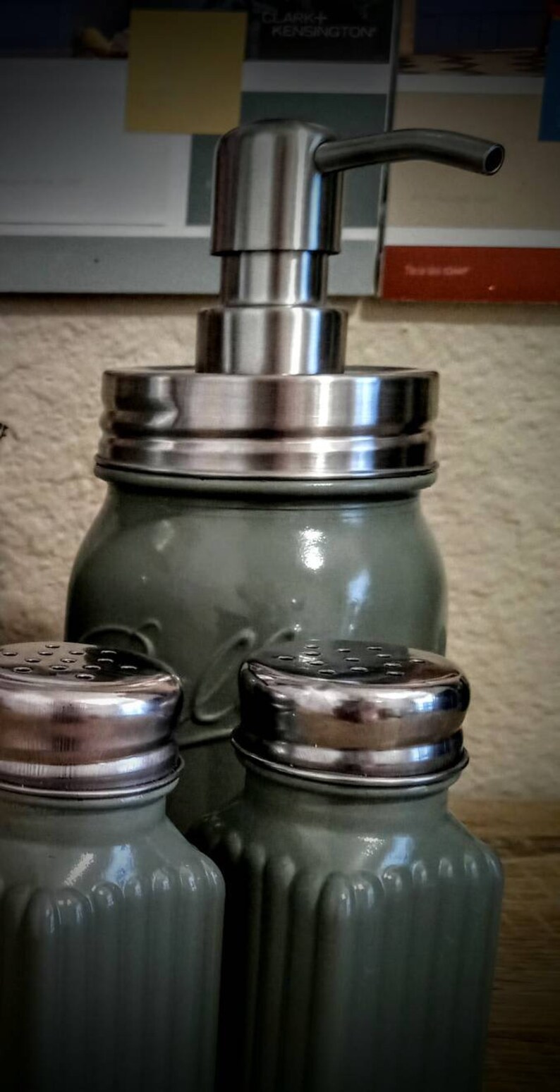 Sage Green Rustic Kitchen Utensils Holder/Farmhouse Mason Jar Etsy