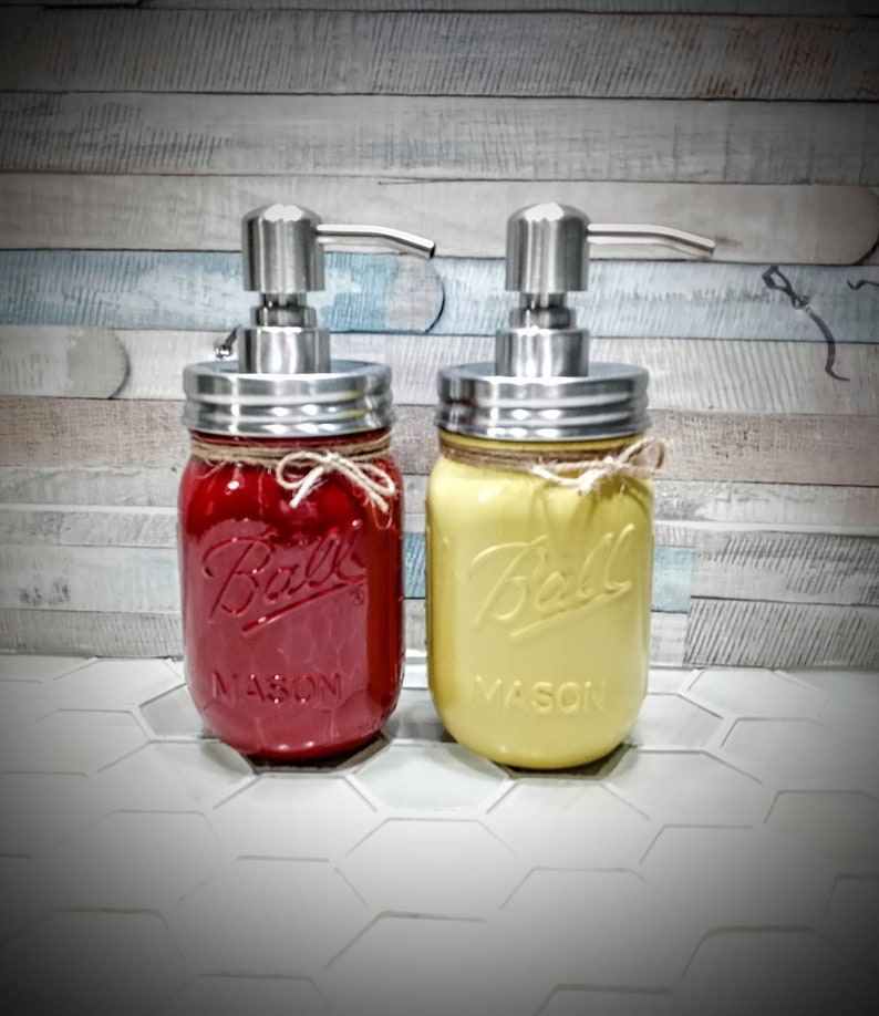 Mason Jar Ketchup Dispenser Mustard Dispenser Rustic Etsy