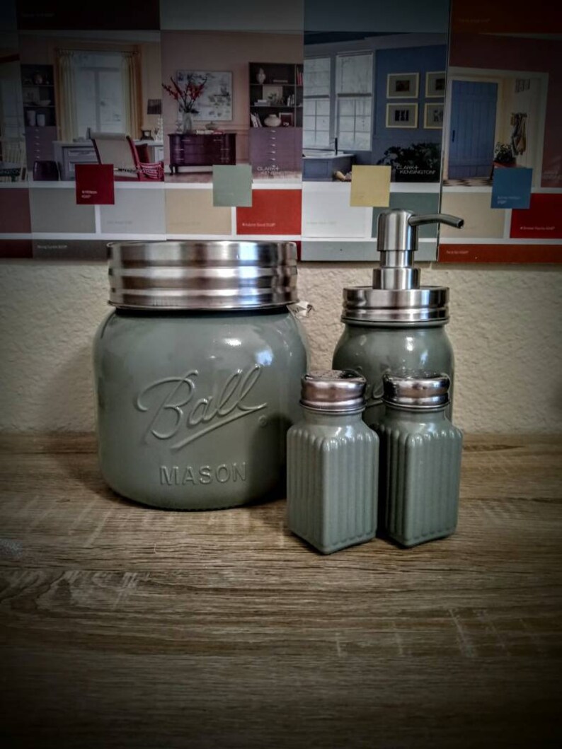 Sage Green Rustic Kitchen Utensils Holder/farmhouse Mason Jar Etsy Denmark
