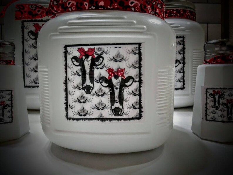 Farmhouse Cow Kitchen Canister Set Farm Animal Decor Black Etsy