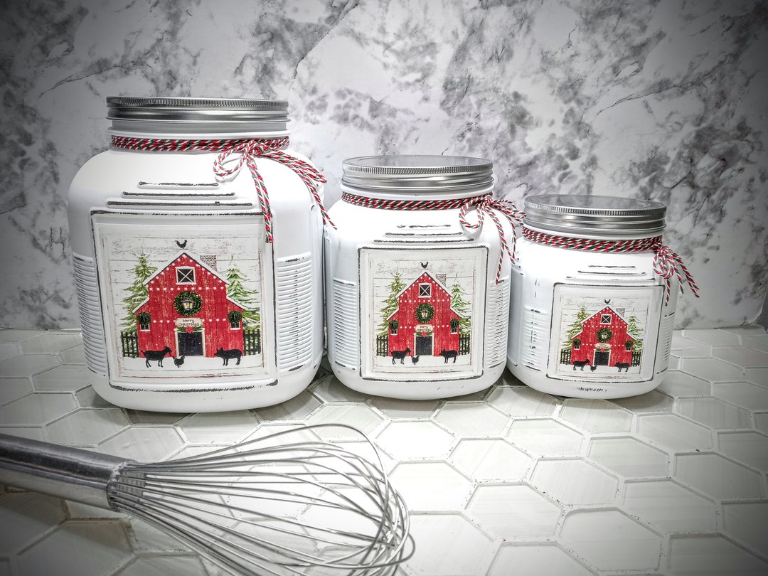 Rustic Christmas Barn Kitchen Canisters Kitchen Canister Set