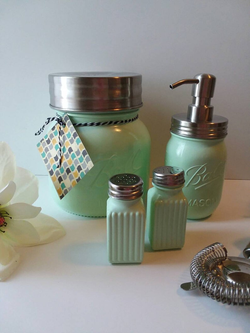 Mint Green Rustic Kitchen Utensils Holder/Farmhouse Mason Jar Etsy