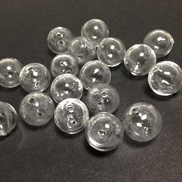 20 pcs Little Hand Blown Round Hollow Glass Beads, Clear Bracelet Beads, Glass Bracelet Beads - Round Clear Glass Beads, 0.5 inches or 13mm