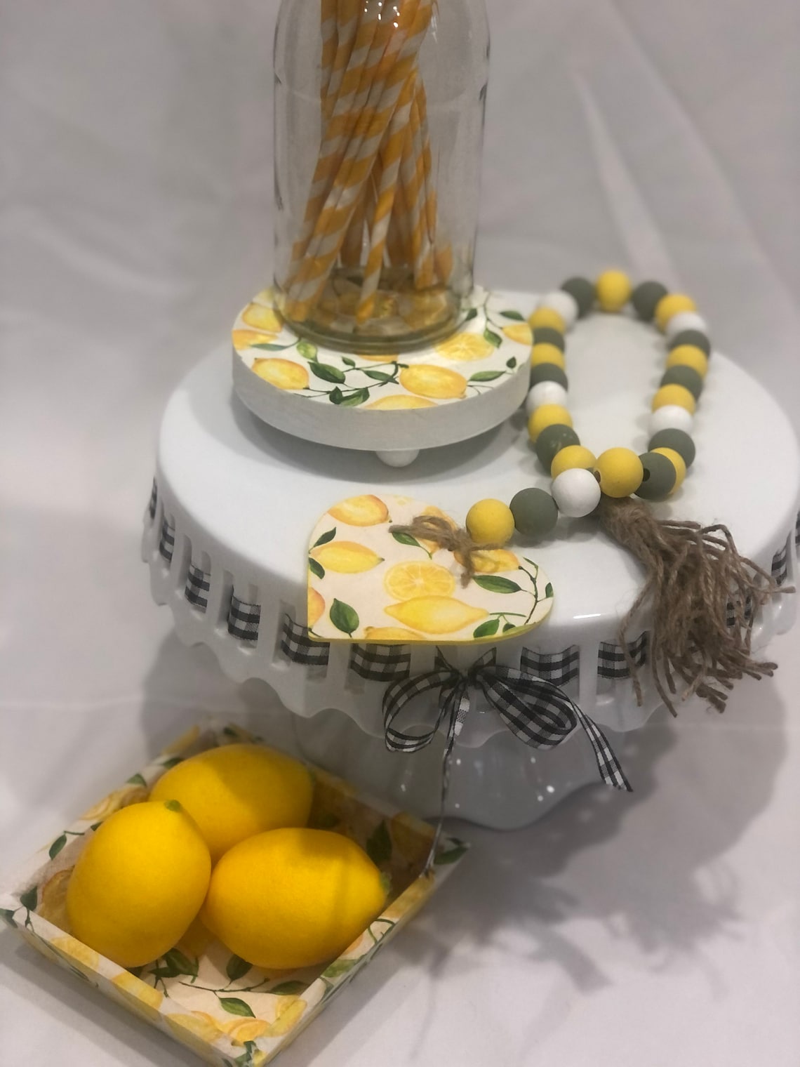 Lemon Tiered Tray Decor Etsy