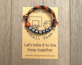 Personalized Basketball Team Color Bracelet, Custom Team Gift for Girls & Boys, Coach Appreciation