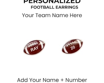 Personalized Football Stud Earrings, Custom Team Name Number Gift, Game Day Team Mom Jewelry