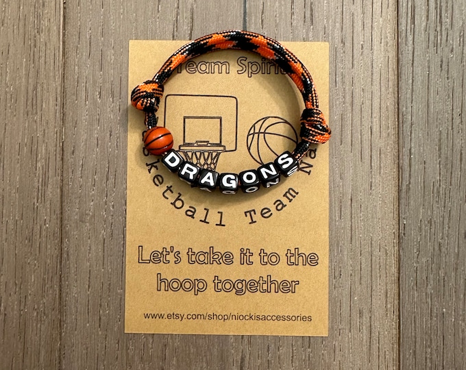Custom Basketball Team Bracelet For Boys, Sports Gift For Kids, Basketball Gift For Girls, End of Year Gifts