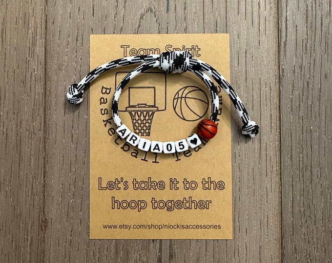 Personalized Basketball Charm Bracelet, Sports Team Gift For Kids, Basketball Gift For Boys, End of Year Gifts