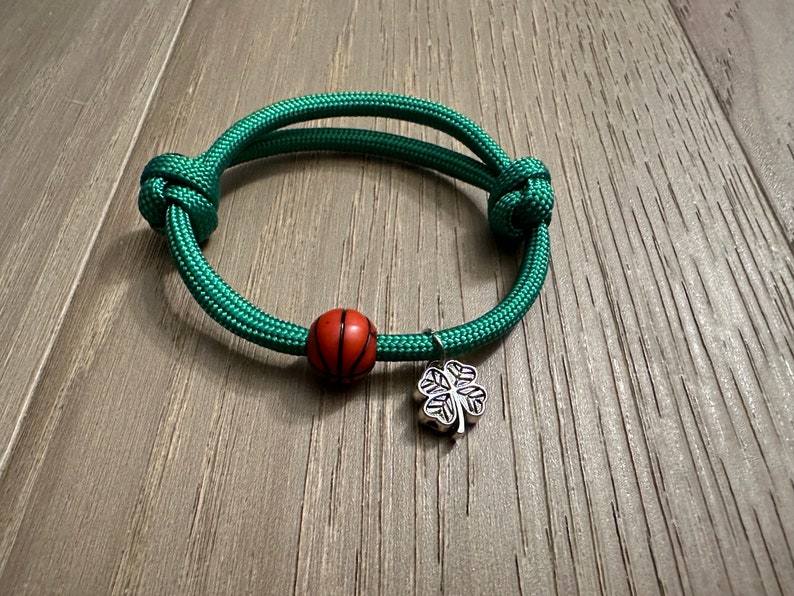 Custom Basketball Team Bracelet, 4 Leaf Clover Gift, St. Patricks Day