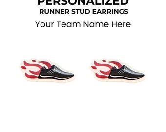 Personalized Runner Stud Earrings, Custom Track Field Gift, Athlete Jewelry