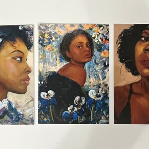 Ensemble de 3 tirages d’art de carte postale A6 de peintures féminines expressives