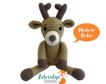 Crochet Deer, Deer Stuffed Animal, Deer Amigurumi, Woodland Stuffed Animals, Handmade Deer, Crochet Toy - Made to Order