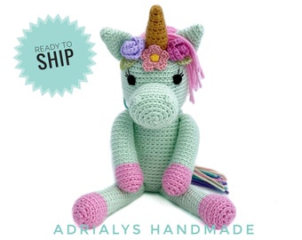 Crochet Unicorn- Spring Unicorn Amigurumi, Crochet Animals, Crochet Toy, Unicorn Toy, Stuffed Animals, Unicorn Plush- Ready to Ship
