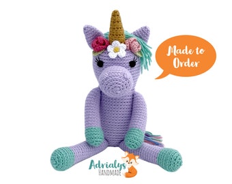 Crochet Unicorn- Spring Unicorn Amigurumi, Crochet Animals, Crochet Toy, Unicorn Toy, Stuffed Animals, Unicorn Plush- Made to Order