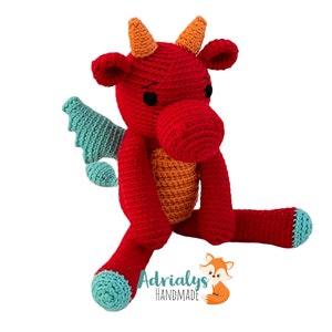Crochet Red Dragon Dragon Amigurumi, Crochet Animals, Crochet Toy, Dragon Toy, Stuffed Animals, Dragon Plush Made to Order image 8
