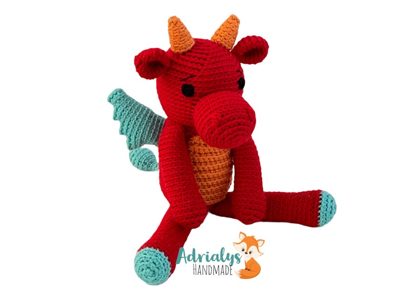 Crochet Red Dragon Dragon Amigurumi, Crochet Animals, Crochet Toy, Dragon Toy, Stuffed Animals, Dragon Plush Made to Order image 8