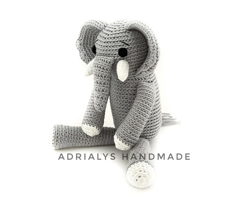 Crochet Elephant Crochet Animals Crochet Toy Elephant Nursery Decor Elephant Baby Shower Safari Animals Made to Order image 2