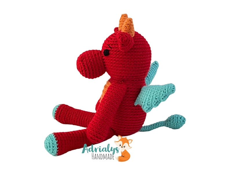 Crochet Red Dragon Dragon Amigurumi, Crochet Animals, Crochet Toy, Dragon Toy, Stuffed Animals, Dragon Plush Made to Order image 5