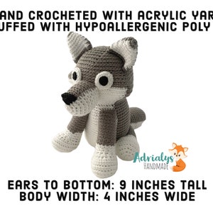 Crochet Wolf Stuffed Wolf Wolf Plush Woodland Animals-Forest Animals-Amigurumi Wolf Handmade Wolf Crochet Toy Made to Order image 6