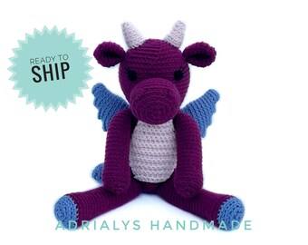 Crochet Purple Dragon- Dragon Amigurumi, Crochet Animals, Crochet Toy, Dragon Toy, Stuffed Animals, Dragon Plush- Ready to Ship