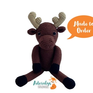 Crochet Moose, Moose Stuffed Animal, Moose Plush, Moose Amigurumi, Woodland Stuffed Animals, Crochet Toy - Made to Order