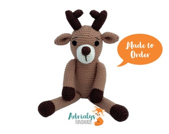 Crochet Deer, Deer Stuffed Animal, Deer Plush, Deer Amigurumi, Woodland Stuffed Animals, Handmade Deer, Crochet Toy - Made to Order