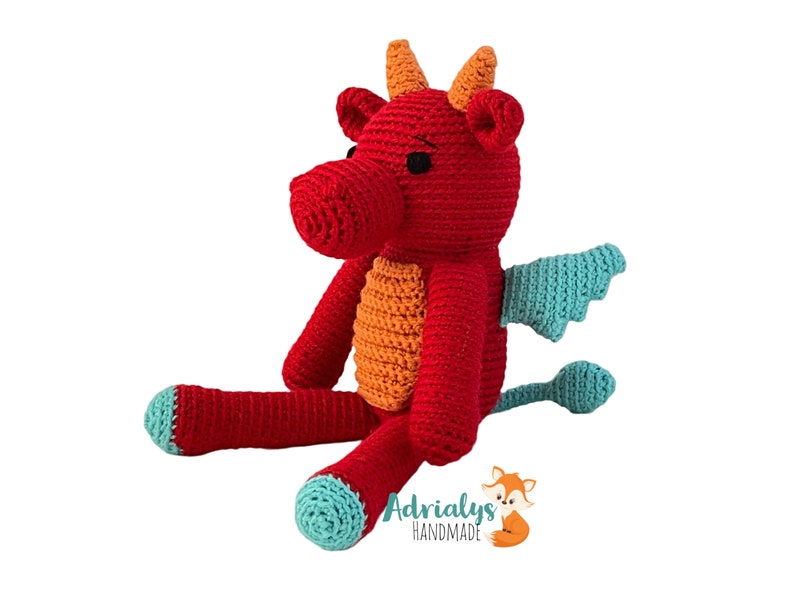 Crochet Red Dragon Dragon Amigurumi, Crochet Animals, Crochet Toy, Dragon Toy, Stuffed Animals, Dragon Plush Made to Order image 2