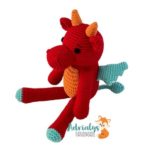 Crochet Red Dragon Dragon Amigurumi, Crochet Animals, Crochet Toy, Dragon Toy, Stuffed Animals, Dragon Plush Made to Order image 4