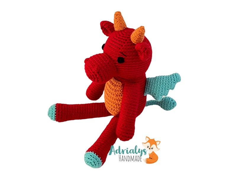 Crochet Red Dragon Dragon Amigurumi, Crochet Animals, Crochet Toy, Dragon Toy, Stuffed Animals, Dragon Plush Made to Order image 4