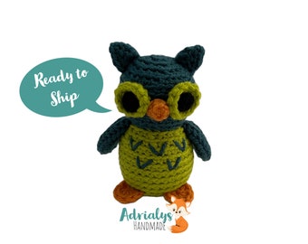 Crochet Small Owl- Stuffed Christmas Owl- Owl Plush- Woodland Animals- Forest Animals- Handmade Owl- Crochet Toy- Amigurumi- Ready to Ship
