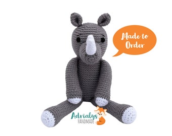 Crochet Rhino- Crochet Animals | Crochet Toy | Rhino Nursery Decor | Rhino Baby Shower | Safari Animals | Made to Order