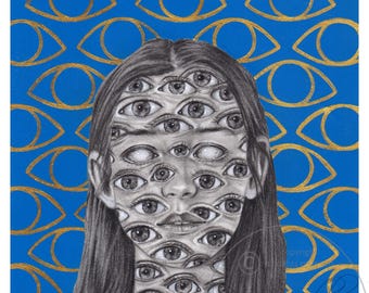 Eyeball, unique unusual art, Surreal art, Eyes painting, human eye art, weird art, weird Portrait, creepy art, weird Painting, Perriewinkles