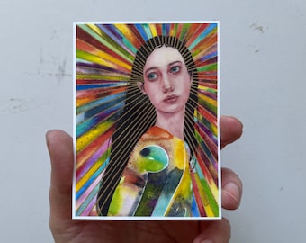 Art sticker, Rainbow art, Portrait Sticker , Watercolor stickers, rainbow sticker, Watercolor Portrait, Watercolor Painting, Perriewinkles