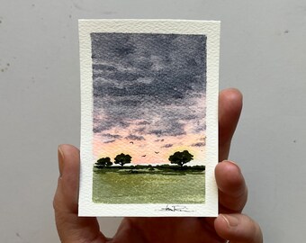 ACEO ATC Hand painted artist trading cards original miniature mini art cards 2.5x3.5 ooak small tiny collectable paintings by perriewinkles