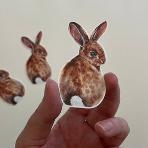 Bunny butt rabbit cute vinyl waterproof art sticker realistic watercolor painting woodland forest art animal artist stickers perriewinkles