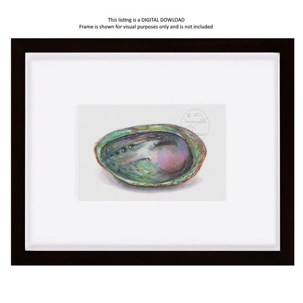 DIGITAL DOWNLOAD abalone shell painting watercolor printable jpeg original art watercolour poster wall decor download print perriewinkles