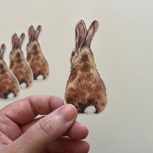 Bunny butt rabbit cute vinyl waterproof art sticker realistic watercolor painting woodland forest art animal artist stickers perriewinkles