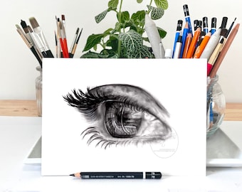 Eye Drawing Eye Print, Fine Art Print, Hyper-realistic Art Drawing of ...