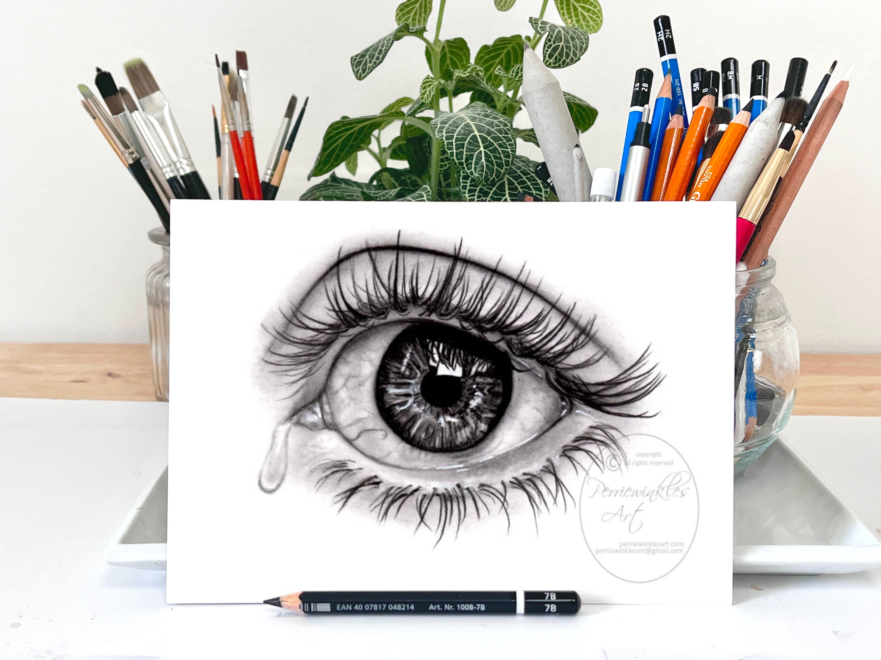 Colored Pencil Eyeball With Veins Art Board Print for Sale by