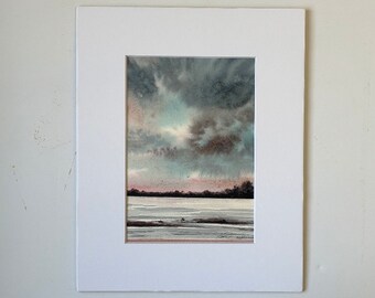 Original 5 x 7 Art Painting the Town with Her Heart Acrylic and Mixed Media Painting on Watercolor Paper