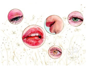 Eye Painting, Surreal Art, Eye Painting, Portrait, Fine Art Prints, Art, Watercolor Painting, Fine art Print, weird art, Perriewinkles