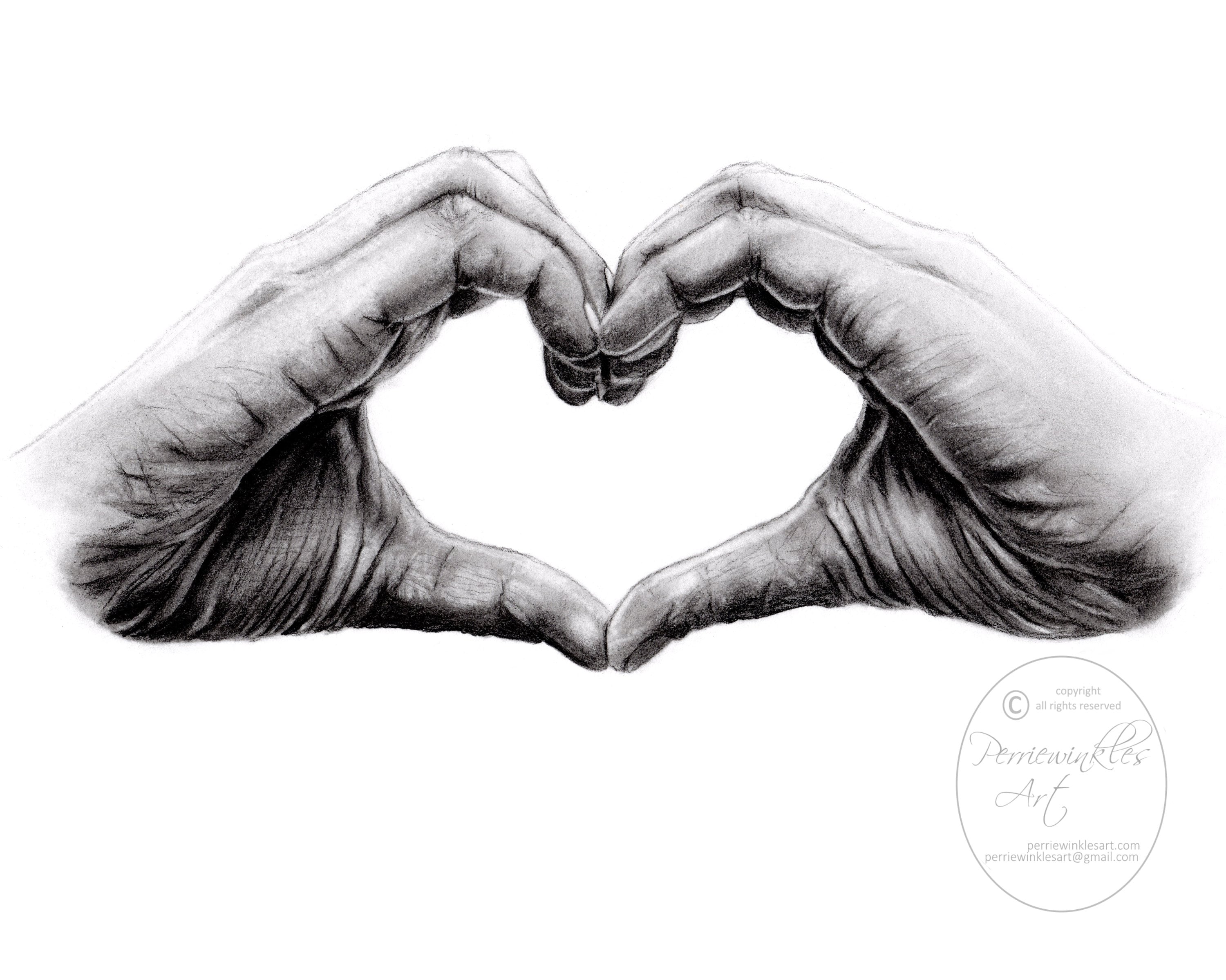 heart hands drawing