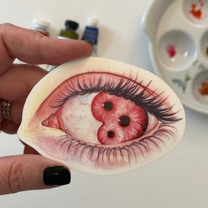 Human eye sticker weird stickers fantasy weird art painting drawing cute science fiction syfy scary horror alien watercolor by perriewinkles